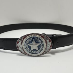 State Of Texas Vintage Belt Buckle With Belt 1981 Unisex Size 40 Belt